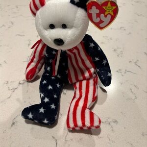 Ty Spangle Bear with Red, White, and Blue Design